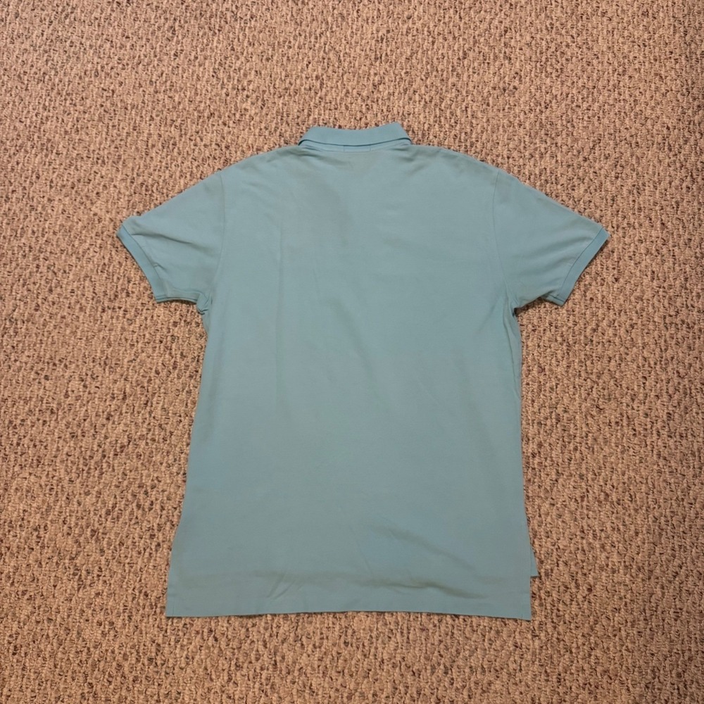 Polo Ralph Lauren Mens Stretch Mesh Polo Shirt Light Blue Pink Pony Large L - Picture 2 of 7